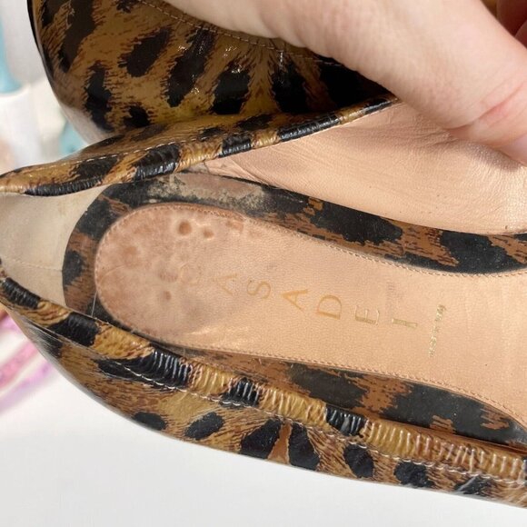 Casadei Womens Leopard Shoes Patent Leather Gold Tone Ring Brown 8 Animal Print - Picture 10 of 13